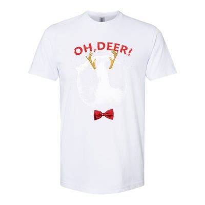 Oh Deer Guinea Pig Xmas Red Bowtie Gift Softstyle CVC T-Shirt