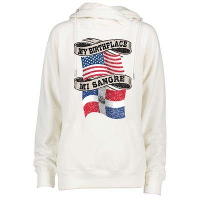 Orgullosate Dominicano Half Dominican Half American Flag Gift Womens Funnel Neck Pullover Hood