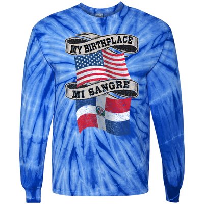 Orgullosate Dominicano Half Dominican Half American Flag Gift Tie-Dye Long Sleeve Shirt