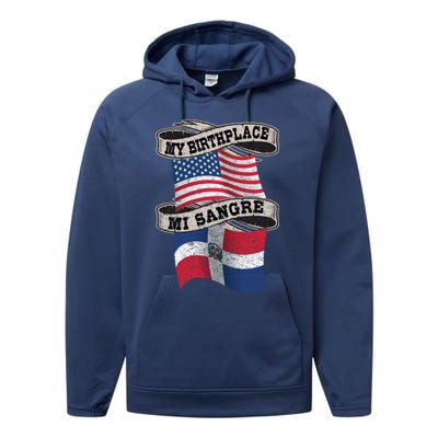 Orgullosate Dominicano Half Dominican Half American Flag Gift Performance Fleece Hoodie