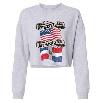 Orgullosate Dominicano Half Dominican Half American Flag Gift Cropped Pullover Crew