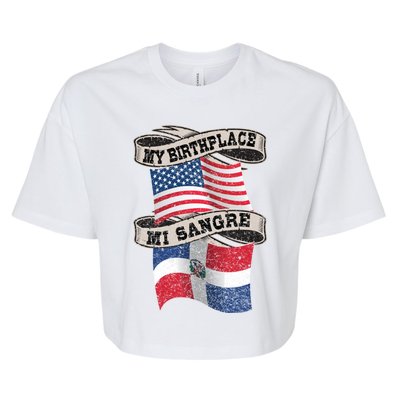 Orgullosate Dominicano Half Dominican Half American Flag Gift Bella+Canvas Jersey Crop Tee