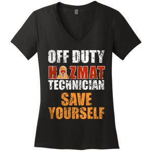 Off Duty Hazardous Material Team Hazmat Technician Squad Women's V-Neck T-Shirt