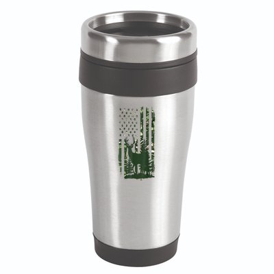 Orange Deer Hunting Gifts Hunters Camo Flag 16oz Travel Tumbler