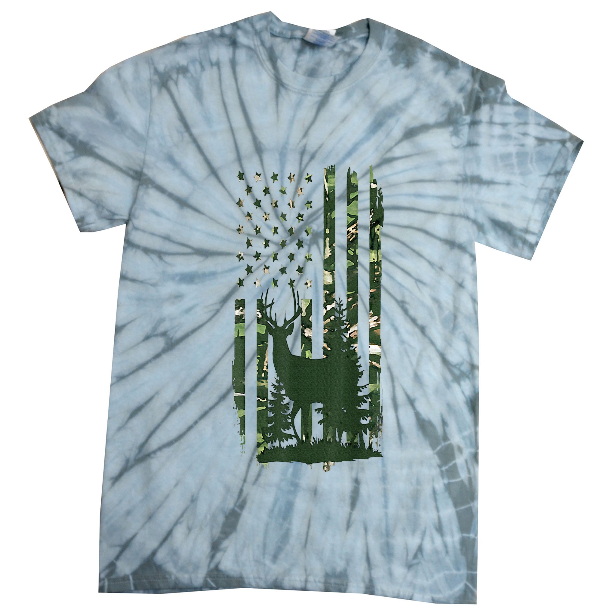 Orange Deer Hunting Gifts Hunters Camo Flag Tie-Dye T-Shirt