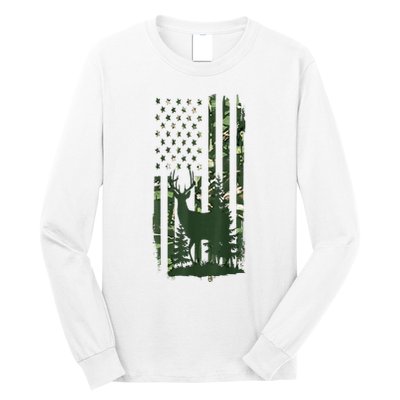 Orange Deer Hunting Gifts Hunters Camo Flag Long Sleeve Shirt