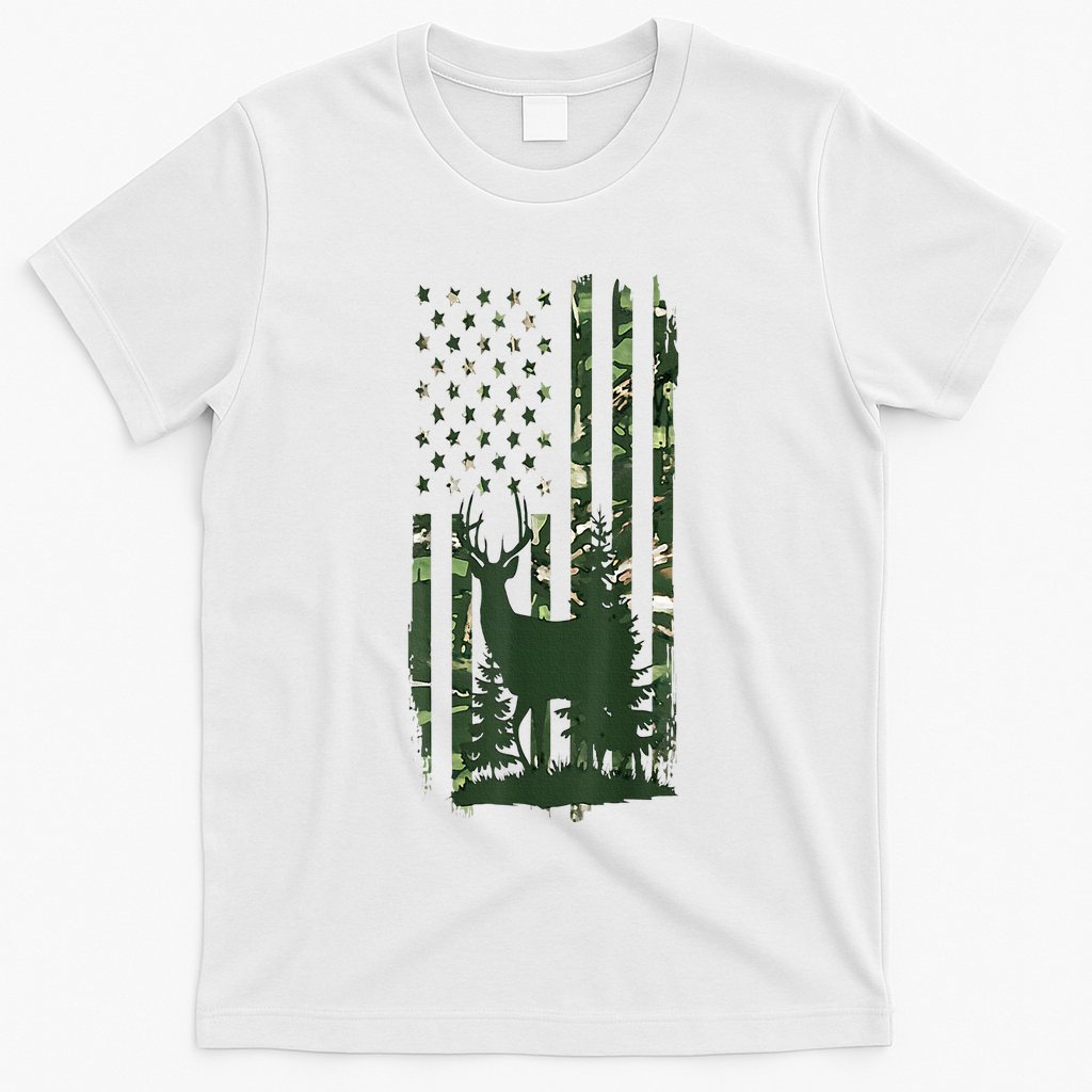 Orange Deer Hunting Gifts Hunters Camo Flag T-Shirt