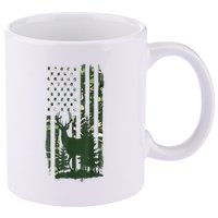 Orange Deer Hunting Gifts Hunters Camo Flag 11oz C Handle Ceramic Mug