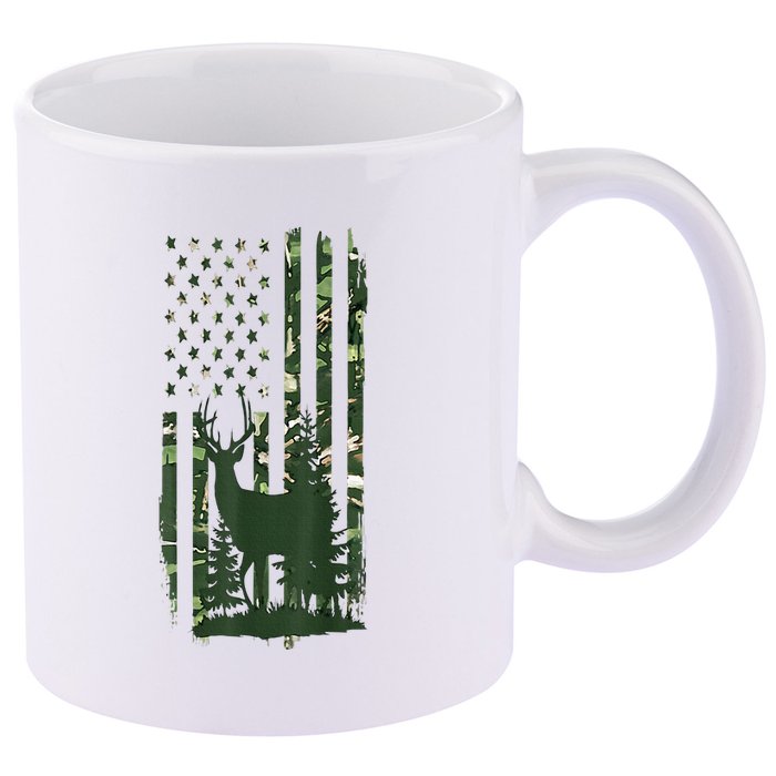 Orange Deer Hunting Gifts Hunters Camo Flag 11oz C Handle Ceramic Mug