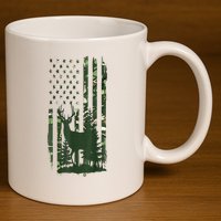 Orange Deer Hunting Gifts Hunters Camo Flag 11oz C Handle Ceramic Mug