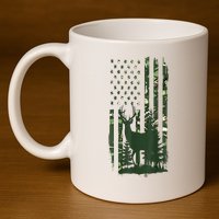 Orange Deer Hunting Gifts Hunters Camo Flag 11oz C Handle Ceramic Mug