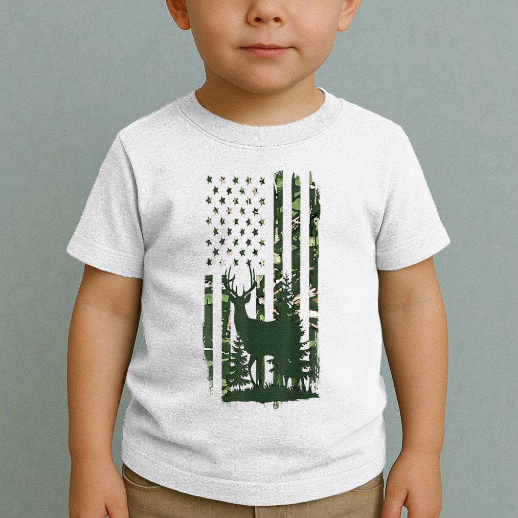 Orange Deer Hunting Gifts Hunters Camo Flag Toddler T-Shirt