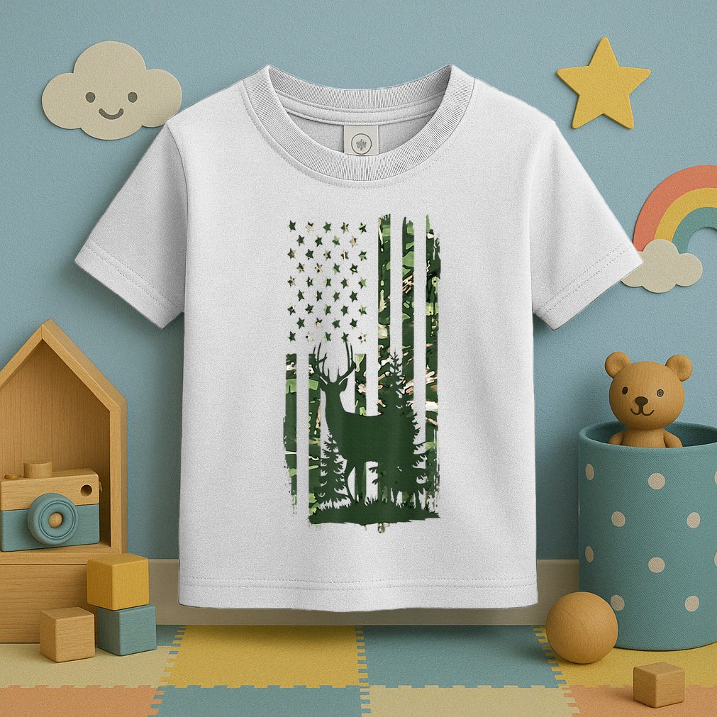 Orange Deer Hunting Gifts Hunters Camo Flag Toddler T-Shirt