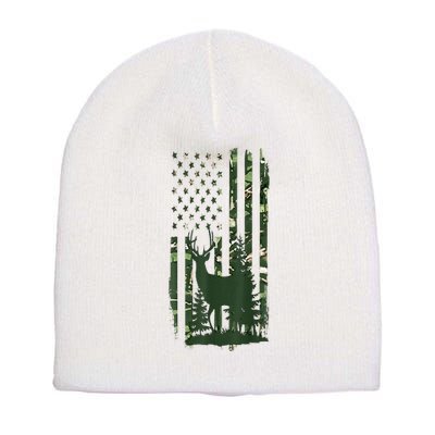 Orange Deer Hunting Gifts Hunters Camo Flag Short Acrylic Beanie
