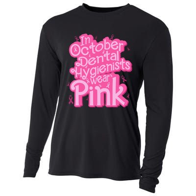 October Dental Hygienist Breast Cancer Awareness Support Cooling Performance Long Sleeve Crew