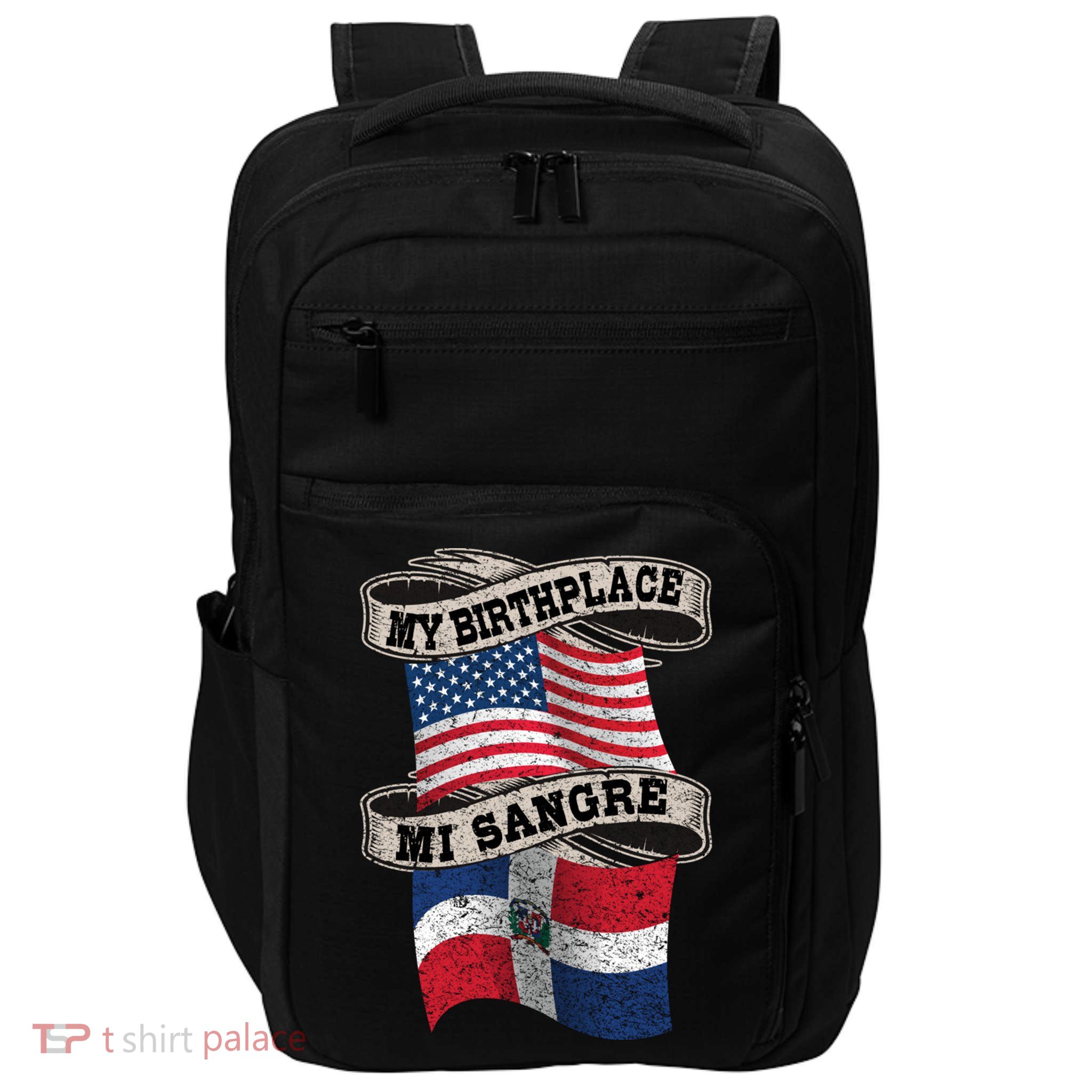 Orgullosate Dominicano Half Dominican Half American Flag Gift Impact Tech Backpack