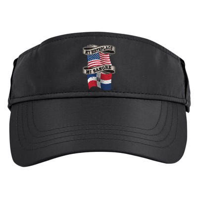 Orgullosate Dominicano Half Dominican Half American Flag Gift Adult Drive Performance Visor