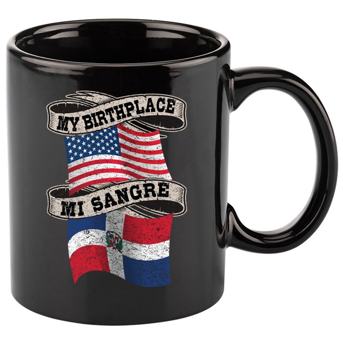 Orgullosate Dominicano Half Dominican Half American Flag Gift 11oz C Handle Ceramic Mug