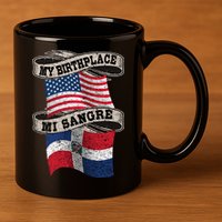 Orgullosate Dominicano Half Dominican Half American Flag Gift 11oz C Handle Ceramic Mug