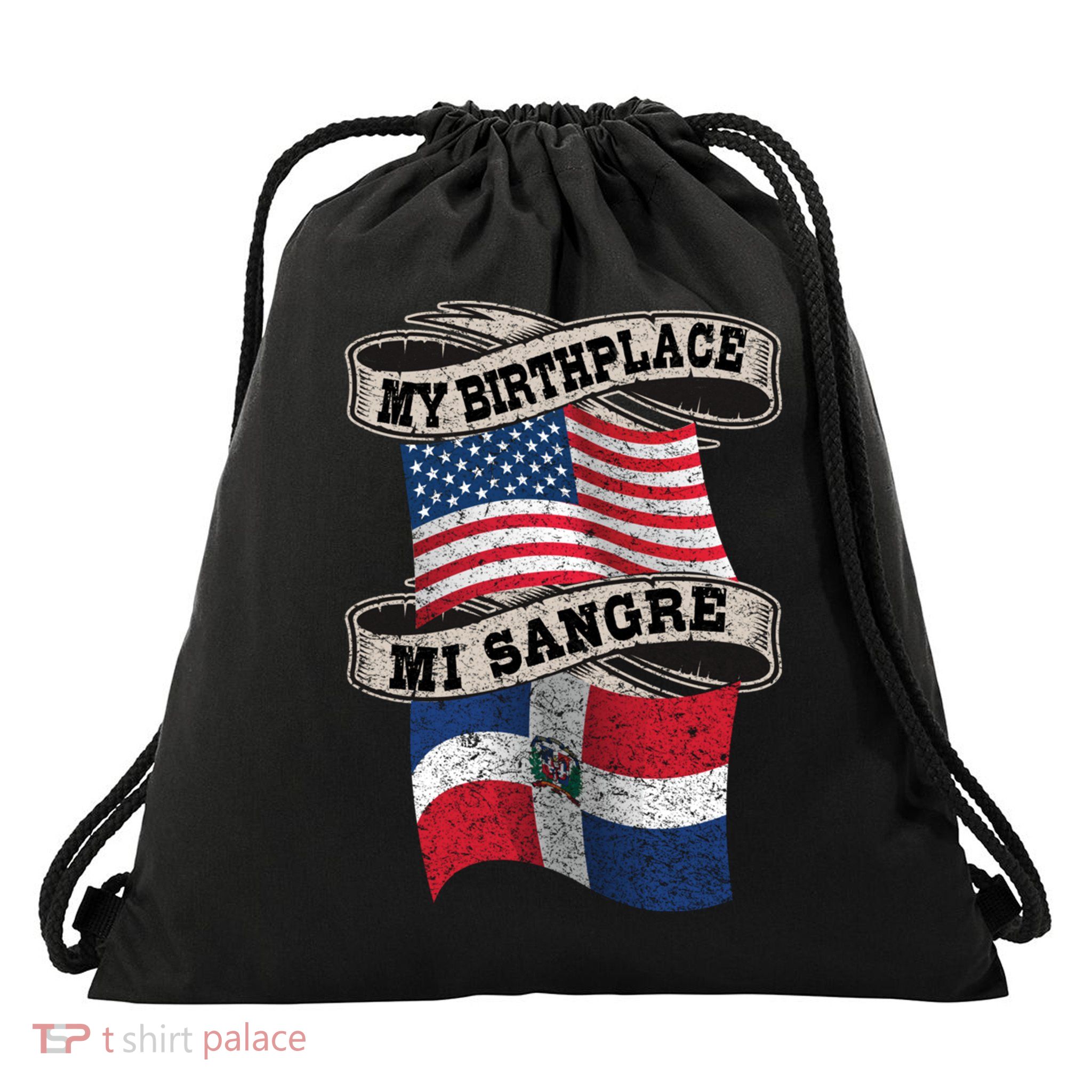 Orgullosate Dominicano Half Dominican Half American Flag Gift Drawstring Bag