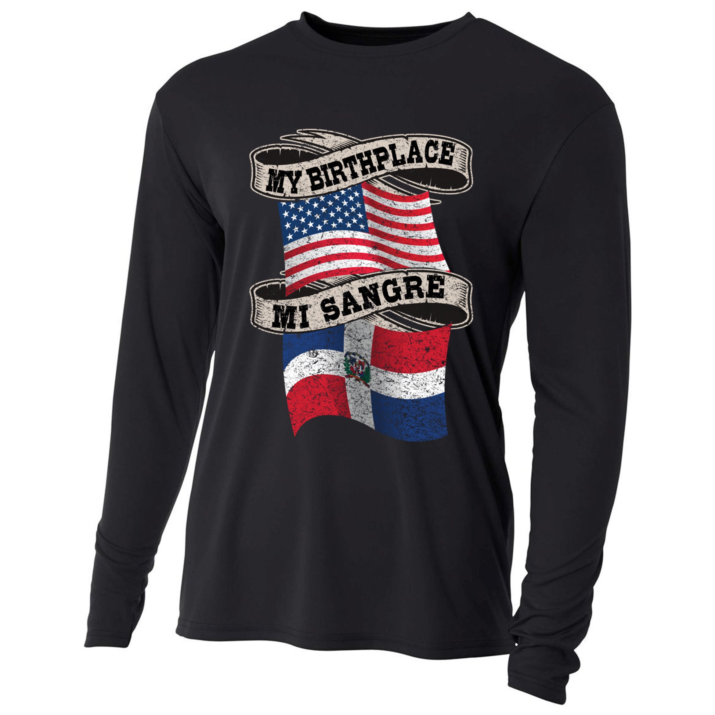 Orgullosate Dominicano Half Dominican Half American Flag Gift Cooling Performance Long Sleeve Crew