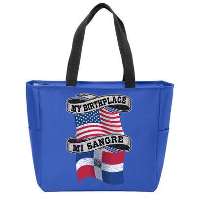 Orgullosate Dominicano Half Dominican Half American Flag Gift Zip Tote Bag
