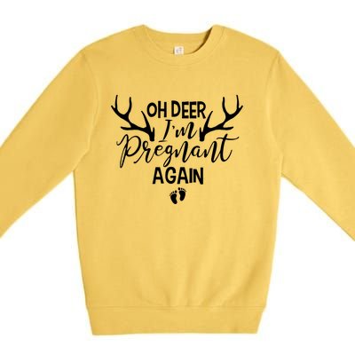 Oh Deer IM Pregnant Again Christmas Pregnancy Announcement Vneck Premium Crewneck Sweatshirt