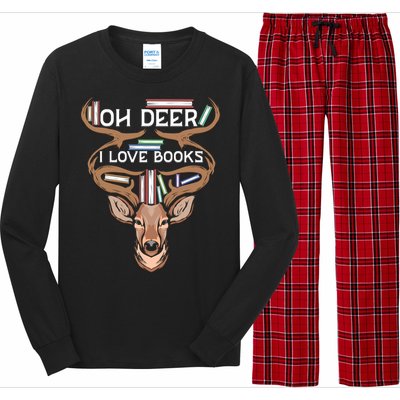 Oh Deer I Love Books Funny Reading Gift Long Sleeve Pajama Set