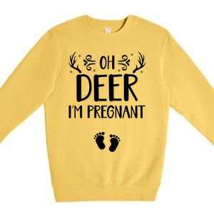 Oh Deer I'm Pregnant Funny Pregnancy Announcet Santa Deer Meaningful Gift Premium Crewneck Sweatshirt