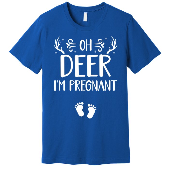 Oh Deer I'm Pregnant Funny Pregnancy Announcet Santa Deer Meaningful Gift Premium T-Shirt