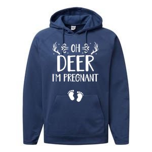 Oh Deer I'm Pregnant Funny Pregnancy Announcet Santa Deer Meaningful Gift Performance Fleece Hoodie