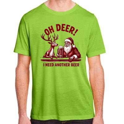 Oh Deer I Need Another Beer Santa And Reindeer Christmas Adult ChromaSoft Performance T-Shirt