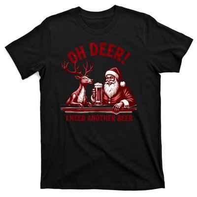 Oh Deer I Need Another Beer Santa And Reindeer Christmas T-Shirt