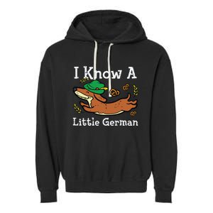 Oktoberfest Dachshund I Know Little German Dog Garment-Dyed Fleece Hoodie