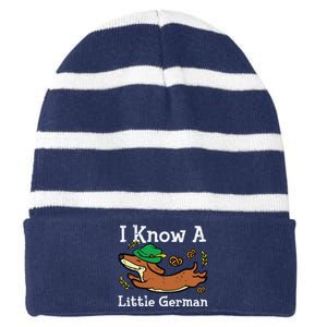 Oktoberfest Dachshund I Know Little German Dog Striped Beanie with Solid Band