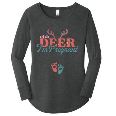 Oh Deer Im Pregnant Christmas Pregnancy Announcement Women's Perfect Tri Tunic Long Sleeve Shirt