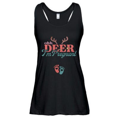 Oh Deer Im Pregnant Christmas Pregnancy Announcement Ladies Essential Flowy Tank