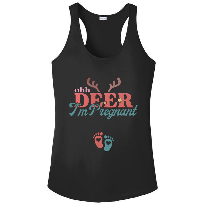 Oh Deer Im Pregnant Christmas Pregnancy Announcement Ladies PosiCharge Competitor Racerback Tank