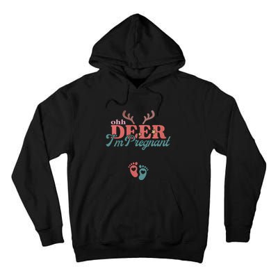 Oh Deer Im Pregnant Christmas Pregnancy Announcement Tall Hoodie