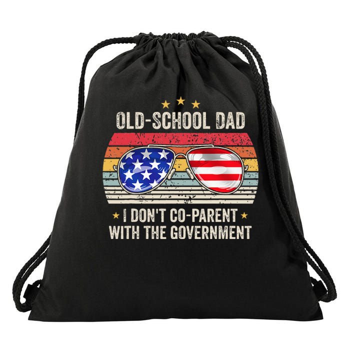 OldSchool Dad I don't coparent with the government Vintage Drawstring Bag