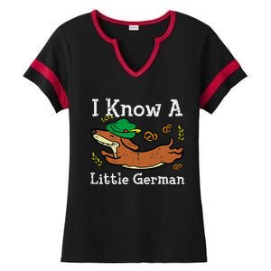 Oktoberfest Dachshund I Know Little German Dog Ladies Halftime Notch Neck Tee