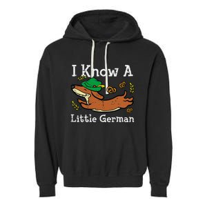 Oktoberfest Dachshund I Know Little German Dog Garment-Dyed Fleece Hoodie