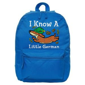 Oktoberfest Dachshund I Know Little German Dog 16 in Basic Backpack