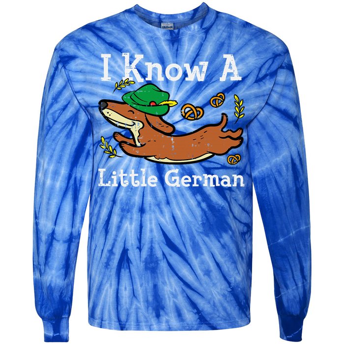 Oktoberfest Dachshund I Know Little German Dog Tie-Dye Long Sleeve Shirt