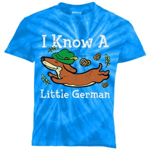 Oktoberfest Dachshund I Know Little German Dog Kids Tie-Dye T-Shirt