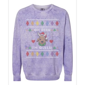 Oh Deer IM Queer Lgbt Lgbtq Pride Ugly Christmas Gift Colorblast Crewneck Sweatshirt