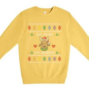 Oh Deer IM Queer Lgbt Lgbtq Pride Ugly Christmas Gift Premium Crewneck Sweatshirt