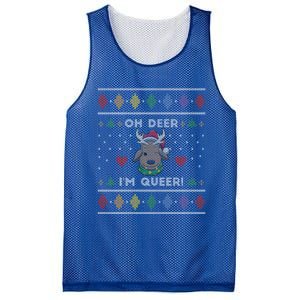 Oh Deer IM Queer Lgbt Lgbtq Pride Ugly Christmas Gift Mesh Reversible Basketball Jersey Tank