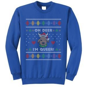 Oh Deer IM Queer Lgbt Lgbtq Pride Ugly Christmas Gift Tall Sweatshirt