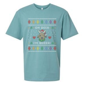 Oh Deer IM Queer Lgbt Lgbtq Pride Ugly Christmas Gift Sueded Cloud Jersey T-Shirt